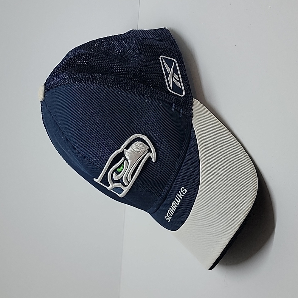 Seahawks NFL Blue & White Mesh Tactel & Cotton Cap Hat One Size